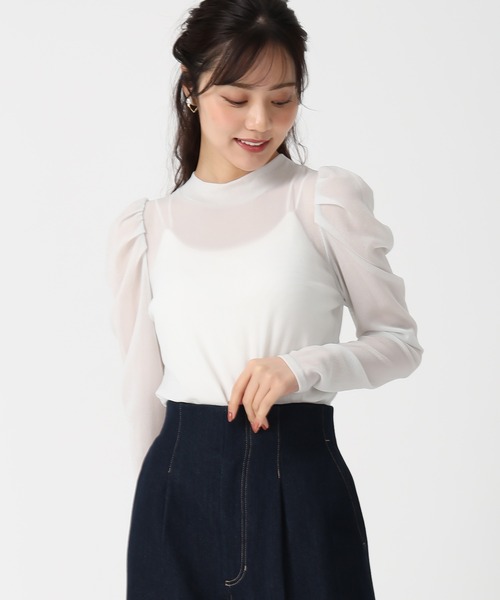 31 Sons de mode（トランテアン　ソン　ドゥ　モード）の「シアーラメトップス（Tシャツ/カットソー・レディース・クリーム/ブラック/ライトグレー・フリー）」の17枚目の写真