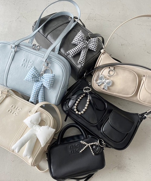 one after another NICE CLAUP（ワンアフターアナザーナイスクラップ）の「ハート×ボールチェーンリボンチャーム（チャーム・レディース・ブラック・FREE）」の5枚目の写真