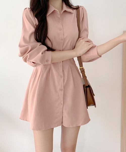 Teem Store（チームストア）の「ウエストピンタックデザイン シャツワンピース（シャツワンピース・レディース・ピンク/アイボリー/ライトブルー・M/S）」の11枚目の写真