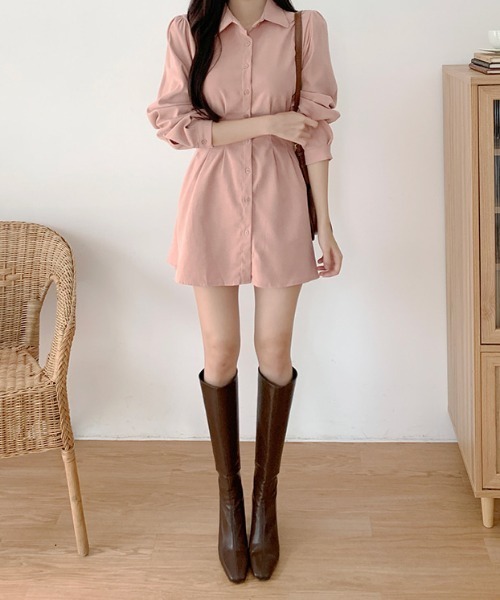 Teem Store（チームストア）の「ウエストピンタックデザイン シャツワンピース（シャツワンピース・レディース・ピンク/アイボリー/ライトブルー・M/S）」の13枚目の写真