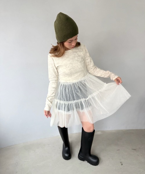 SANSeLF(サンセルフ)の「【SANSeLF】 ダメージニットビーニー ロールヘム sana25a001(ニットキャップ/ビーニー・レディース・グレー/カーキ/ブラック・FREE)」の8枚目の写真