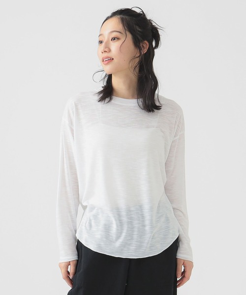 B:MING by BEAMS(ビーミングバイビームス)の「スラブ ロング Tシャツ(S~M)(Tシャツ/カットソー・レディース・オフホワイト/パープル系その他5/チャコールグレー・MEDIUM/SMALL)」の2枚目の写真