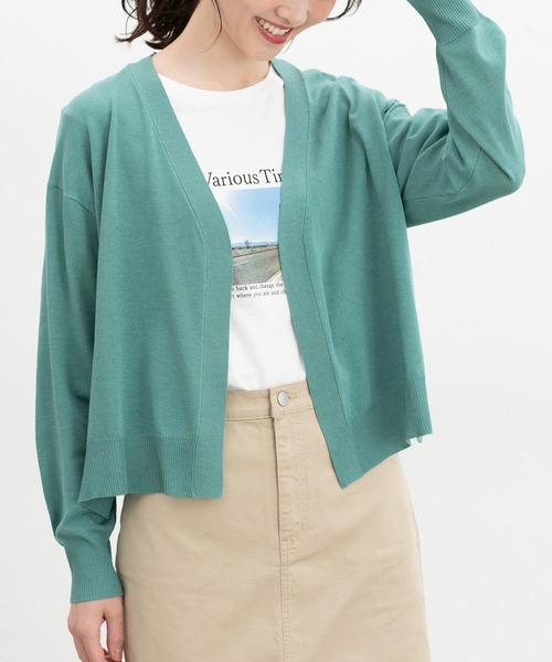 Honeys(ハニーズ)の「【UVカット・ウォッシャブル・花粉リリース加工】花粉対策トッパーカーデ(カーディガン/ボレロ・レディース・オフホワイト/ブルー/ブラック/ブルーグリーン/イエロー/ネイビー/ライトグレー/レッド・L/LL/M)」の6枚目の写真