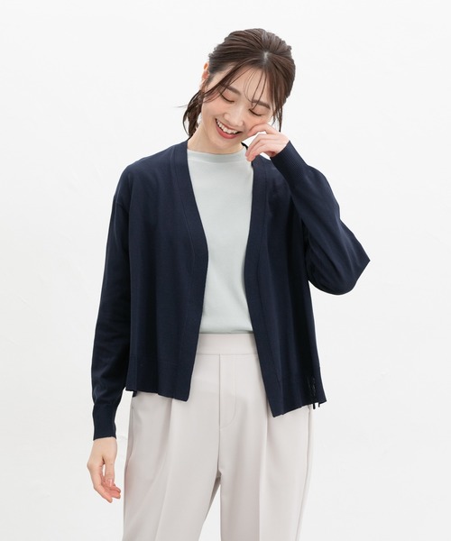 Honeys(ハニーズ)の「【UVカット・ウォッシャブル・花粉リリース加工】花粉対策トッパーカーデ(カーディガン/ボレロ・レディース・オフホワイト/ブルー/ブラック/ブルーグリーン/イエロー/ネイビー/ライトグレー/レッド・L/LL/M)」の16枚目の写真