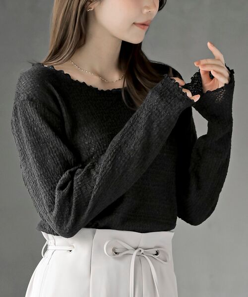 rps（アールピーエス）の「バブルシャーリングクルーネックカットソー（Tシャツ/カットソー・レディース・アイボリー/グリーン/ブラック・フリー）」の2枚目の写真