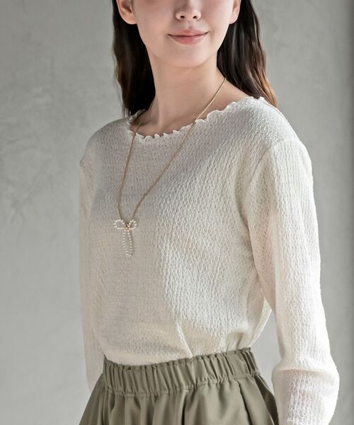 rps（アールピーエス）の「バブルシャーリングクルーネックカットソー（Tシャツ/カットソー・レディース・アイボリー/グリーン/ブラック・フリー）」の9枚目の写真