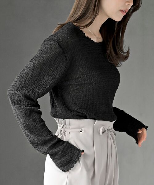 rps（アールピーエス）の「バブルシャーリングクルーネックカットソー（Tシャツ/カットソー・レディース・アイボリー/グリーン/ブラック・フリー）」の22枚目の写真