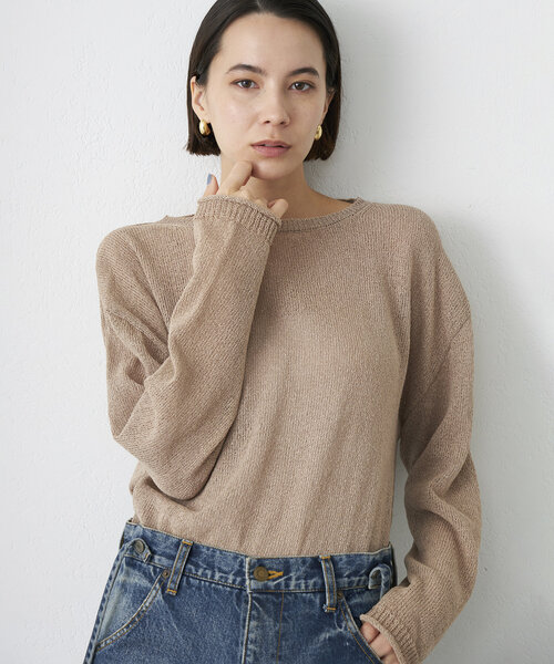 Whim Gazette（ウィムガゼット）の「ペーパーヤーンプルオーバー（ニット/セーター・レディース・モカ/ブラック/ライトベージュ・FREE）」の21枚目の写真