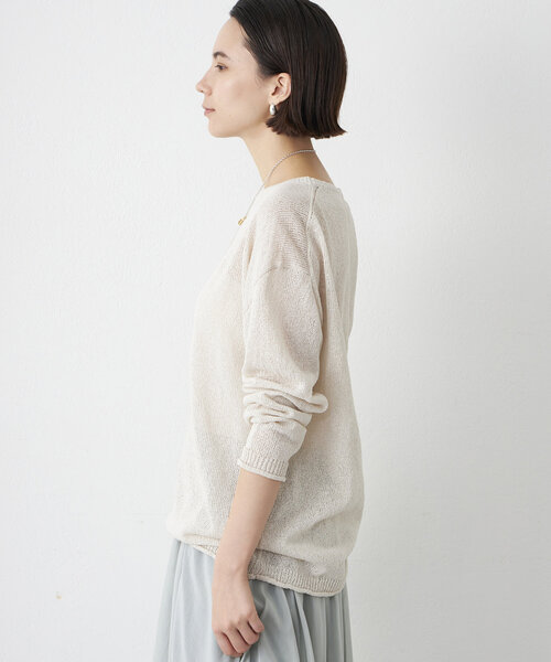 Whim Gazette（ウィムガゼット）の「ペーパーヤーンプルオーバー（ニット/セーター・レディース・モカ/ブラック/ライトベージュ・FREE）」の6枚目の写真