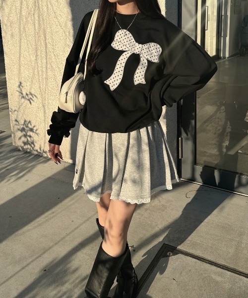 nemne store(ネンネストア)の「アソート裏毛スウェット(スウェット・レディース・ブラック系その他/ネイビー/ブラック系/ホワイト系/アイボリー/ピンク系/サックスブルー系・MEDIUM/SMALL)」の5枚目の写真
