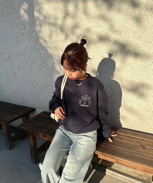 nemne store(ネンネストア)の「アソート裏毛スウェット(スウェット・レディース・ブラック系その他/ネイビー/ブラック系/ホワイト系/アイボリー/ピンク系/サックスブルー系・MEDIUM/SMALL)」の21枚目の写真