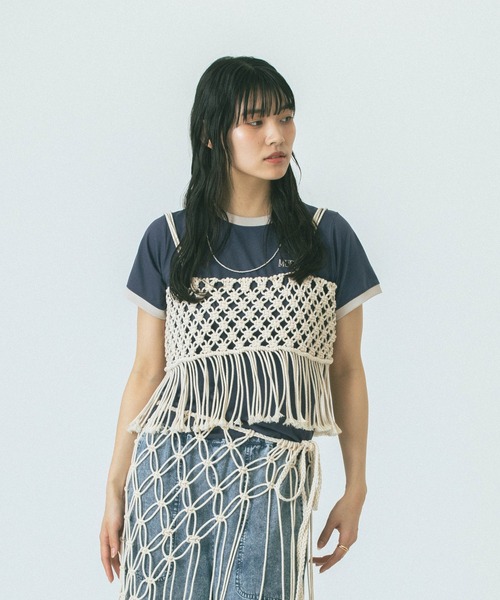 ROSE BUD（ローズバッド）の「MACRAME BUSTIER（ニット/セーター・レディース・ブラック/ホワイト・ONE SIZE）」の12枚目の写真