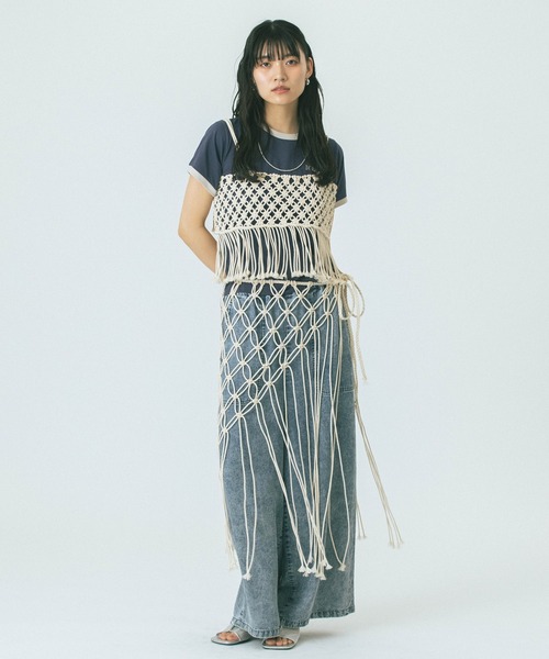ROSE BUD（ローズバッド）の「MACRAME BUSTIER（ニット/セーター・レディース・ブラック/ホワイト・ONE SIZE）」の11枚目の写真