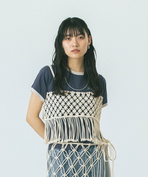 ROSE BUD（ローズバッド）の「MACRAME BUSTIER（ニット/セーター・レディース・ブラック/ホワイト・ONE SIZE）」の13枚目の写真