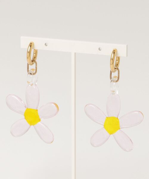 NINFA handmade（ニンファハンドメイド）の「(NINFA handmade)フラワーフープピアス（ピアス（両耳用）・レディース・グリーン/ピンク・ONE SIZE）」の4枚目の写真