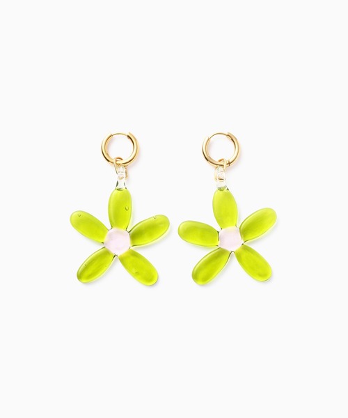 NINFA handmade（ニンファハンドメイド）の「(NINFA handmade)フラワーフープピアス（ピアス（両耳用）・レディース・グリーン/ピンク・ONE SIZE）」の9枚目の写真