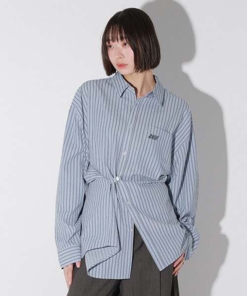 Anui（アニュイ）の「【UNISEX】マルチWAYストライプシャツ（シャツ/ブラウス・レディース・ホワイト×イエロー/ホワイト×ブルー・MEDIUM）」の2枚目の写真