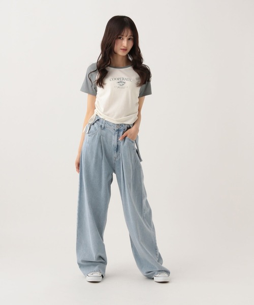 GLOBAL WORK（グローバルワーク）の「サス付きヒンヤリデニム/AND YUA