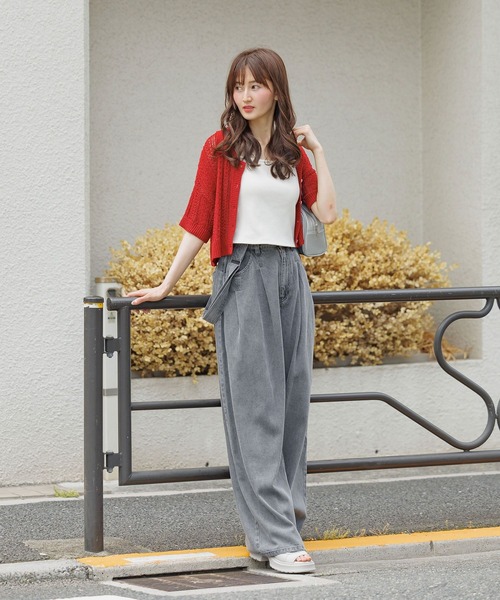 フラワーのデニム　ユニクロ　グローバルワーク  イエナ　ジーユー ハニーズ セール】サス付きヒンヤリデニム/AND YUA ANY/291951（デニム