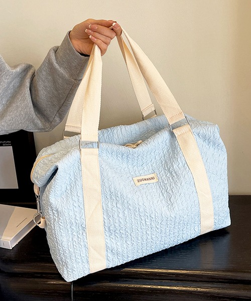 florist（フローリスト）の「【大容量・軽い◎】2WAY パステルバイカラーボストンバッグ/トラベルバッグ（ボストンバッグ・レディース・ベビーピンク/ブラック/スカイブルー/ホワイト/パープル/ミント・FREE）」の9枚目の写真