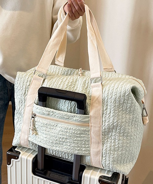 florist（フローリスト）の「【大容量・軽い◎】2WAY パステルバイカラーボストンバッグ/トラベルバッグ（ボストンバッグ・レディース・ベビーピンク/ブラック/スカイブルー/ホワイト/パープル/ミント・FREE）」の12枚目の写真