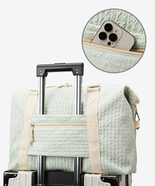 florist（フローリスト）の「【大容量・軽い◎】2WAY パステルバイカラーボストンバッグ/トラベルバッグ（ボストンバッグ・レディース・ベビーピンク/ブラック/スカイブルー/ホワイト/パープル/ミント・FREE）」の15枚目の写真