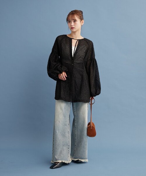 mystic フリンジシェイプチュニック mystic（ミスティック）の「フリンジシェイプチュニック（シャツ