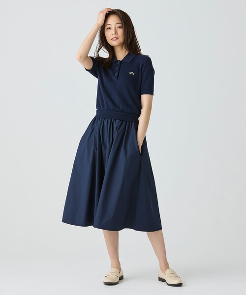 LACOSTE（ラコステ）の「異素材切り替え コンビネーションマテリアルポロドレス フレア ポロワンピース（シャツワンピース・レディース・ネイビー・40/38/36/34）」の18枚目の写真