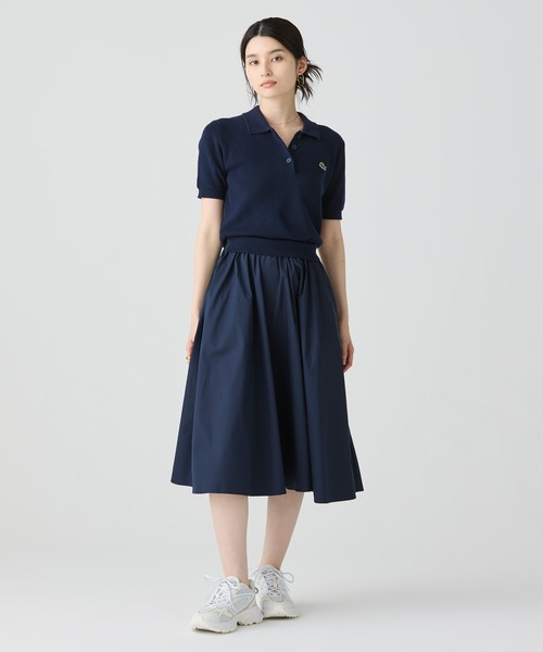 極美品 ラコステ 完売品 異素材切り替え コンビネーションマテリアルポロドレス LACOSTE（ラコステ）の「異素材切り替え コンビネーション