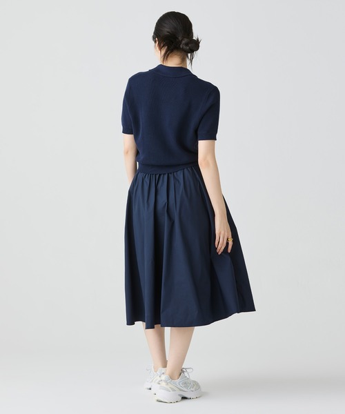 極美品 ラコステ 完売品 異素材切り替え コンビネーションマテリアルポロドレス LACOSTE（ラコステ）の「異素材切り替え コンビネーション
