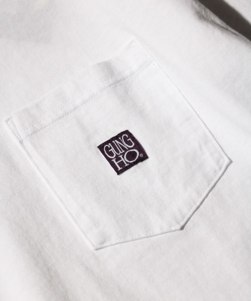 GUNG HO（ガンホー）の「GUNG HO / ガンホー WORKERS POCKET LS TEE ワンポイント ロゴ ポケットTシャツ ロングスリーブTシャツ（Tシャツ/カットソー・メンズ・ホワイト/ブラック・MEDIUM/LARGE/X-LARGE/SMALL）」の5枚目の写真