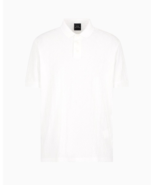 ARMANI EXCHANGE（アルマーニエクスチェンジ）の「【A|X アルマーニ エクスチェンジ】オールオーバージャカードロゴ 半袖ポロシャツ/REGULAR+（ポロシャツ・メンズ・ホワイト・MEDIUM/SMALL/X-LARGE/X-SMALL/LARGE）」の4枚目の写真