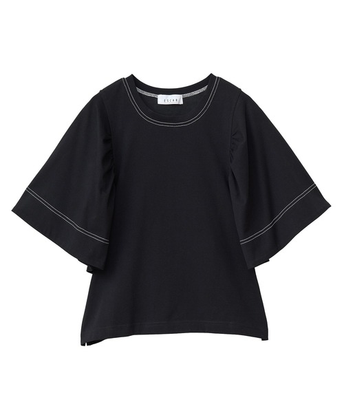 ESCAR（エスカー）の「■ESCAR バイカラーstフレアスリーブTEE（Tシャツ/カットソー・レディース・ブラック/オフホワイト・FREE）」の18枚目の写真