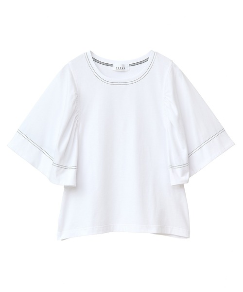 ESCAR（エスカー）の「■ESCAR バイカラーstフレアスリーブTEE（Tシャツ/カットソー・レディース・ブラック/オフホワイト・FREE）」の19枚目の写真