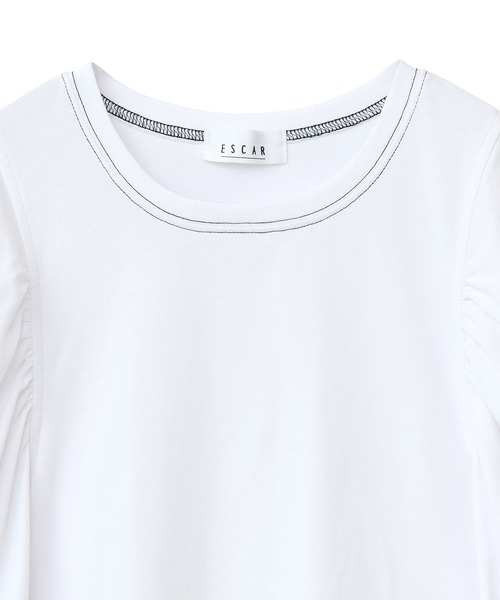 ESCAR（エスカー）の「■ESCAR バイカラーstフレアスリーブTEE（Tシャツ/カットソー・レディース・ブラック/オフホワイト・FREE）」の12枚目の写真