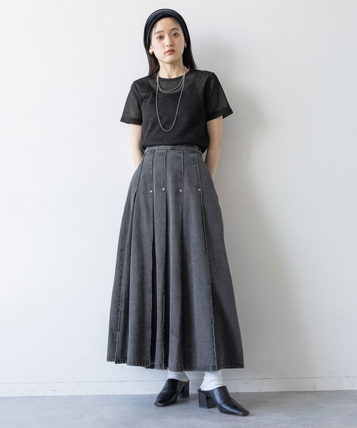 RAGEBLUE（レイジブルー）の「ラメシアーコンパクトTシャツ（Tシャツ/カットソー・レディース・グレー/ブラック・FREE）」の12枚目の写真