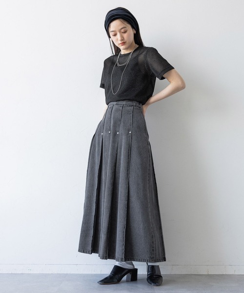 RAGEBLUE（レイジブルー）の「ラメシアーコンパクトTシャツ（Tシャツ/カットソー・レディース・グレー/ブラック・FREE）」の13枚目の写真