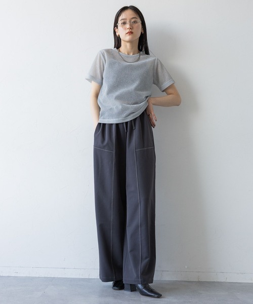 RAGEBLUE（レイジブルー）の「ラメシアーコンパクトTシャツ（Tシャツ/カットソー・レディース・グレー/ブラック・FREE）」の15枚目の写真