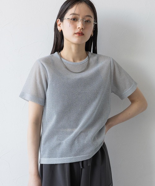 RAGEBLUE（レイジブルー）の「ラメシアーコンパクトTシャツ（Tシャツ/カットソー・レディース・グレー/ブラック・FREE）」の17枚目の写真