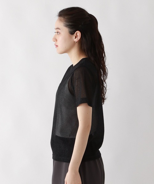 RAGEBLUE（レイジブルー）の「ラメシアーコンパクトTシャツ（Tシャツ/カットソー・レディース・グレー/ブラック・FREE）」の4枚目の写真