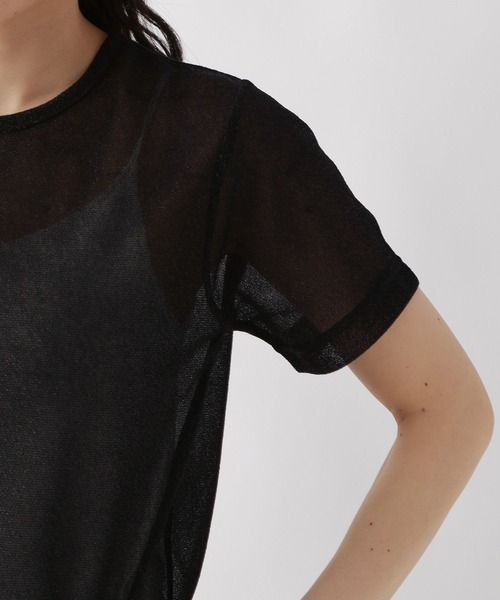 RAGEBLUE（レイジブルー）の「ラメシアーコンパクトTシャツ（Tシャツ/カットソー・レディース・グレー/ブラック・FREE）」の7枚目の写真