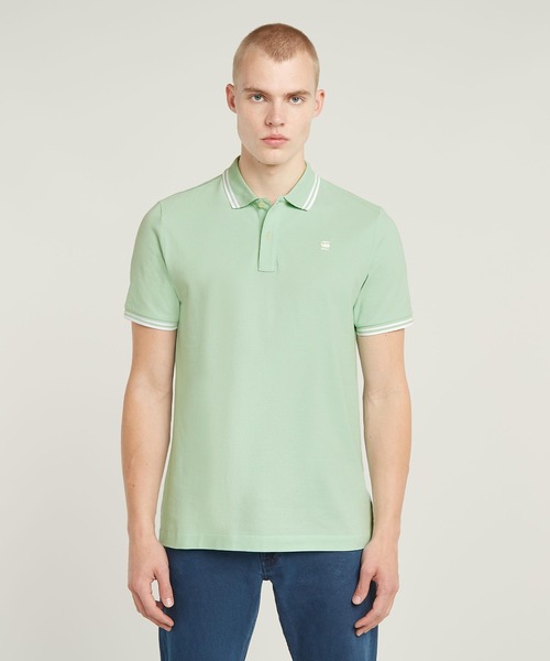 G-STAR(ジースター)の「DUNDA SLIM STRIPE POLO/ベーシックデザインワンポイントロゴポロシャツ(ポロシャツ・メンズ・ライトグリーン/グリーン系その他・MEDIUM/LARGE/X-LARGE/X-SMALL/SMALL)」の3枚目の写真
