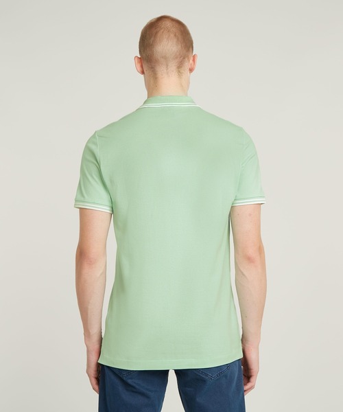 G-STAR(ジースター)の「DUNDA SLIM STRIPE POLO/ベーシックデザインワンポイントロゴポロシャツ(ポロシャツ・メンズ・ライトグリーン/グリーン系その他・MEDIUM/LARGE/X-LARGE/X-SMALL/SMALL)」の4枚目の写真