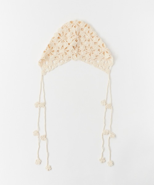 ROOPTOKYO（ループトウキョウ）の「クロシェ編み バブーシュカ（キャップ・レディース・キャメル/ブラック/アイボリー・FREE）」の4枚目の写真