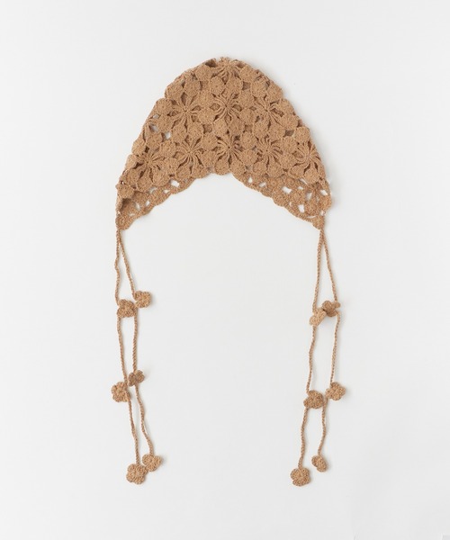 ROOPTOKYO（ループトウキョウ）の「クロシェ編み バブーシュカ（キャップ・レディース・キャメル/ブラック/アイボリー・FREE）」の10枚目の写真