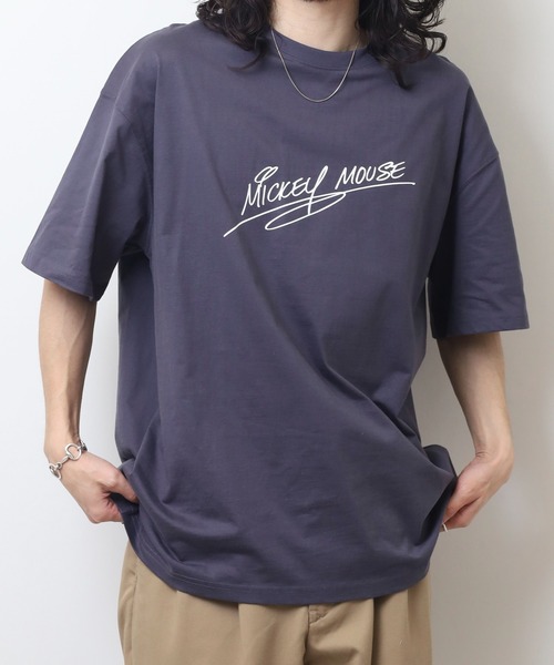 MICKEY MOUSE（ミッキーマウス）の「MICKEY MOUSE ミッキーマウス オーバーＴシャツ unisex（Tシャツ/カットソー・メンズ・ダークグリーン/ブラック/オレンジ/チャコール/オフホワイト/杢グレー・XL/M/L）」の21枚目の写真