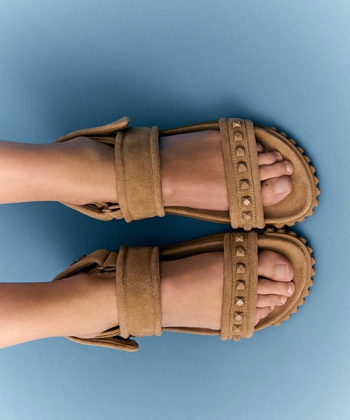 ASH（アッシュ）の「ASH/アッシュ【TIXTY】スタッズスエードサンダル フラット スポサン 2.5cmヒール（サンダル・レディース・ブラウン/ピンク・35/36/37/38/39）」の8枚目の写真