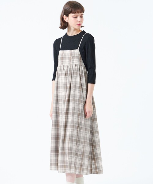 MACKINTOSH PHILOSOPHY（ﾏｯｷﾝﾄｯｼｭ ﾌｨﾛｿﾌｨｰ）の「タータンチェックキャミワンピース（ワンピース・レディース・ベージュ/ライトブルー・38）」の2枚目の写真