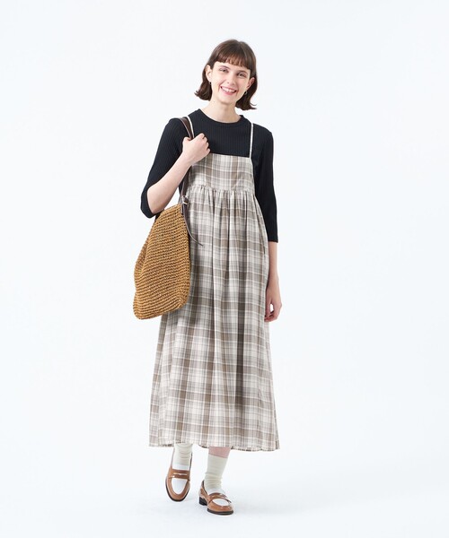MACKINTOSH PHILOSOPHY（ﾏｯｷﾝﾄｯｼｭ ﾌｨﾛｿﾌｨｰ）の「タータンチェックキャミワンピース（ワンピース・レディース・ベージュ/ライトブルー・38）」の4枚目の写真