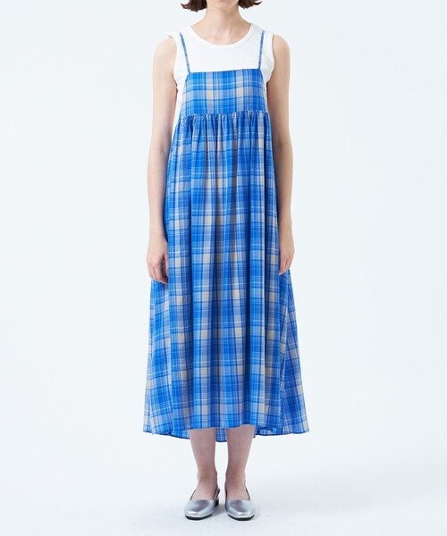 MACKINTOSH PHILOSOPHY（ﾏｯｷﾝﾄｯｼｭ ﾌｨﾛｿﾌｨｰ）の「タータンチェックキャミワンピース（ワンピース・レディース・ベージュ/ライトブルー・38）」の5枚目の写真